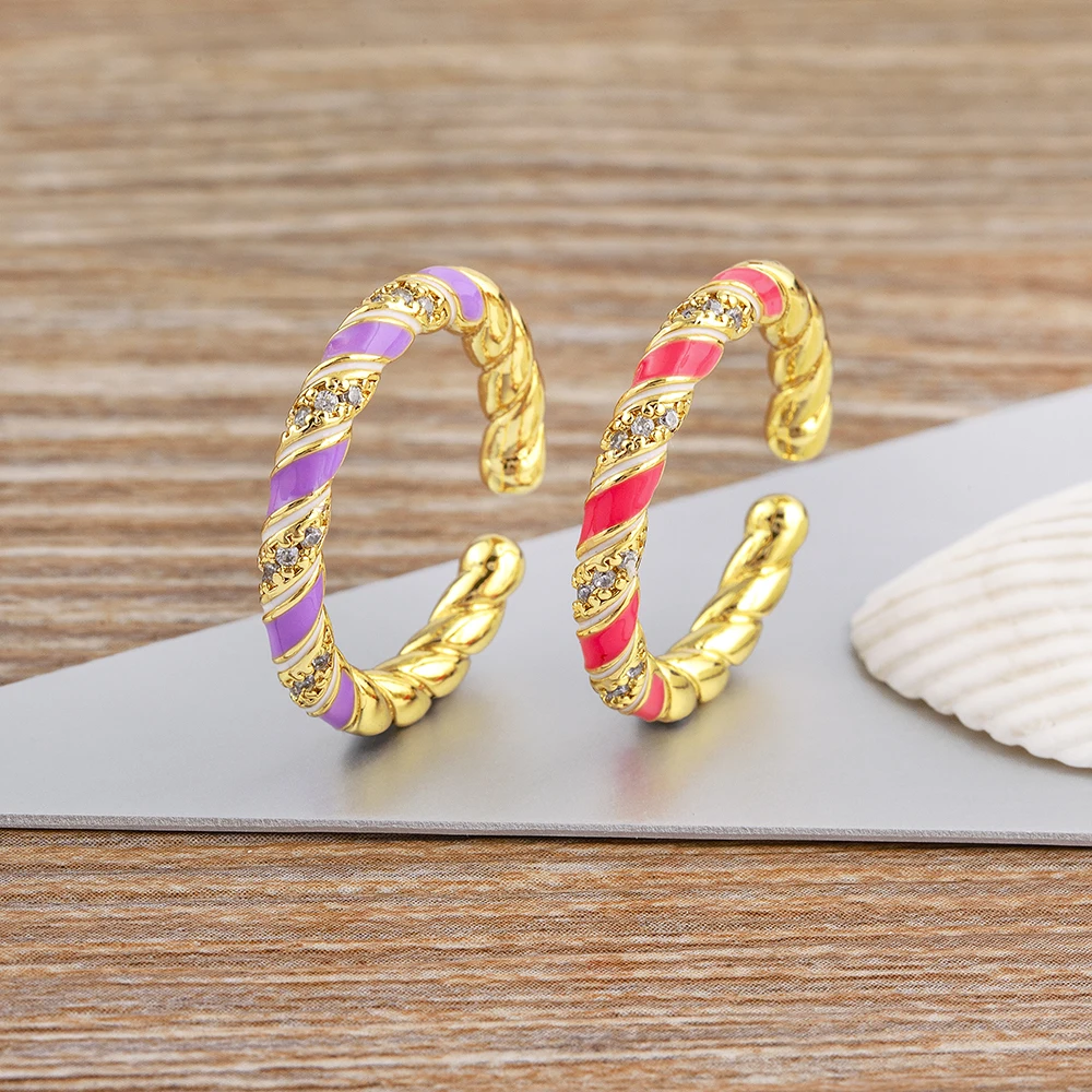 Nidin New Fashion Crystal Zircon Rings Sweet Cute 5 Candy Colors Adjustable Open Female Wedding Engagement Jewelry Party Gift