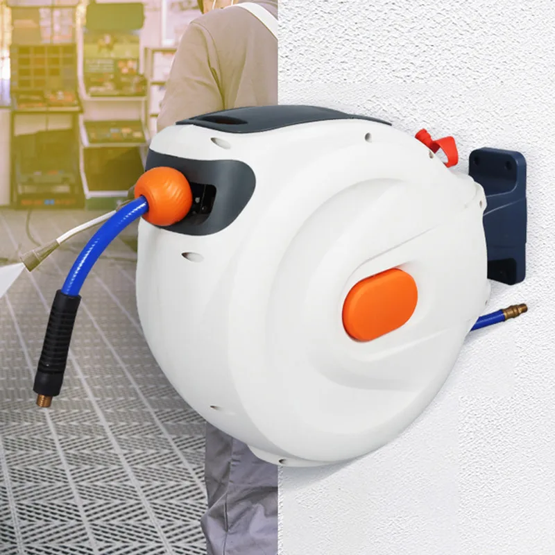 9M Automotive Air Hose, Reel Pneumatic Hose PU Tube OD 8MM ID 5MM Automatic Retractable Reel Telescopic Drum Hose PU8*5/
