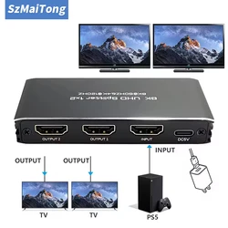 8K 60Hz HDMI Splitter 1 In 2 Out 4K 120Hz 1x2 Support Vision Atmos ALLM HDR UHD VRR for PS5/4 XBox to TV