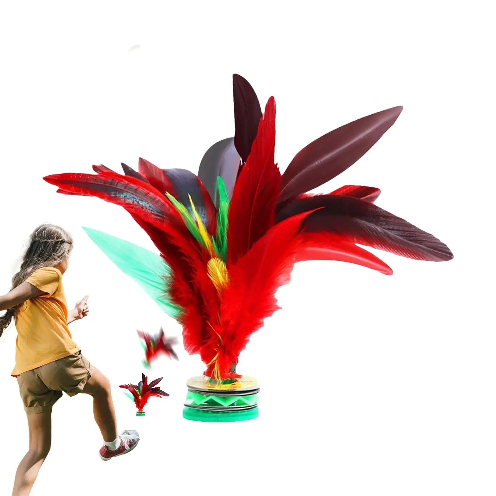 

Feathers Jianzi Colorful Feathers Shuttlecock Portable Foot Kick Handwheel Feathers Shuttlecock Fitness Entertainment Outdoor