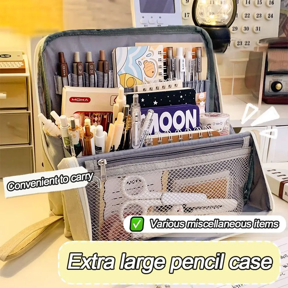 Nuevo Bolsa para bolígrafos Oxford, bolsa de cosméticos multifuncional de gran capacidad, organizador de papelería, regalo