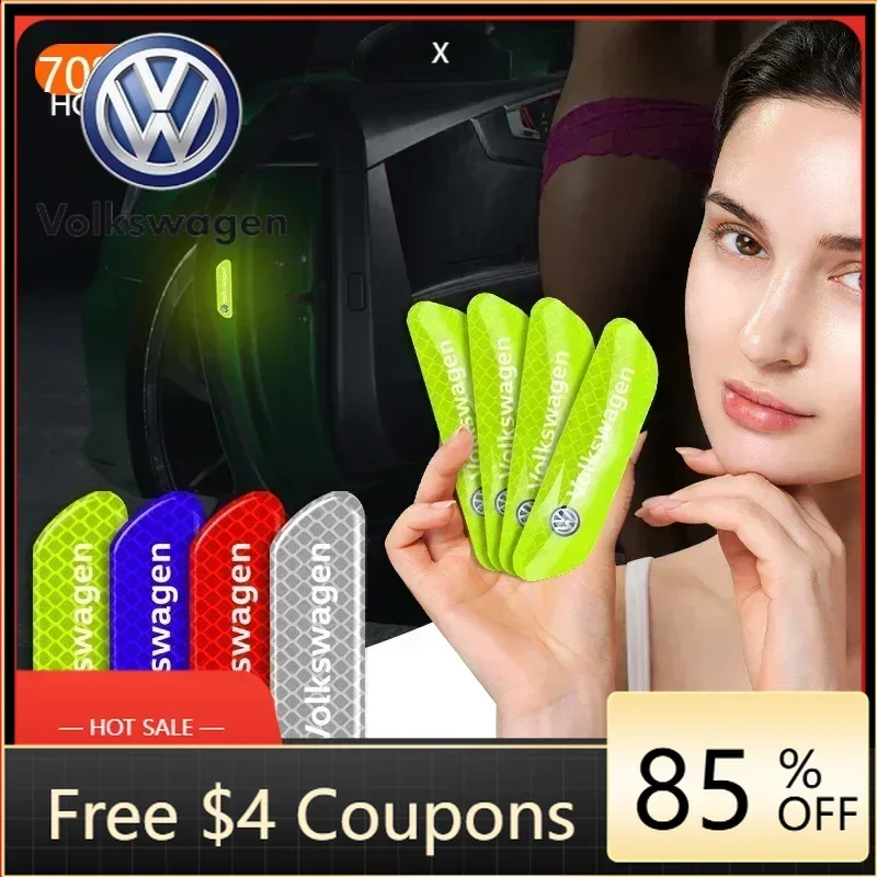 

For VOLKSWAGEN VW Polo B6 2025 Hot For Volkswagen Reflective Car Door Sticker Safety Opening Warning Reflector Tape Decal For Vo