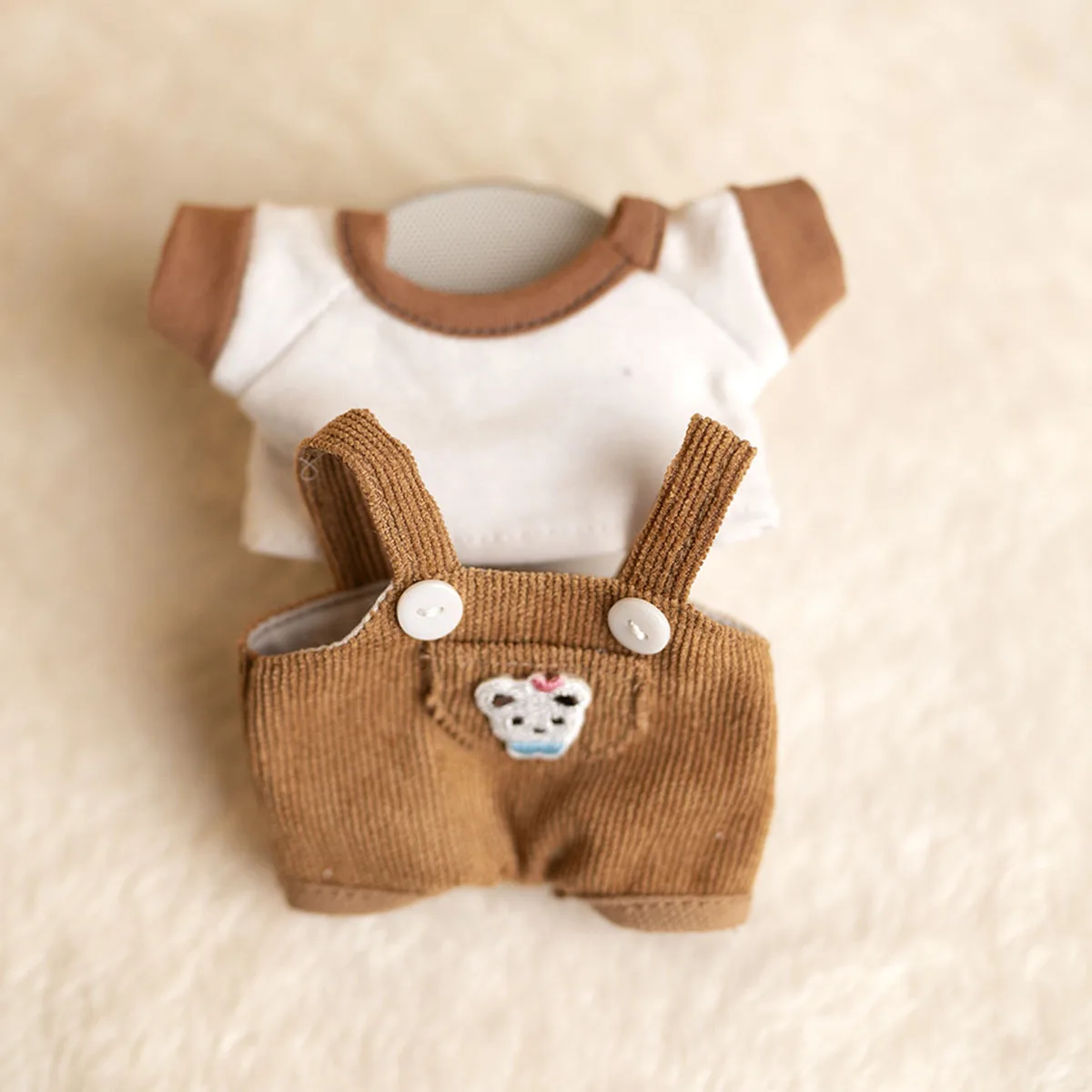 [ไม่มีตุ๊กตา] สำหรับชุดตุ๊กตา Labubu Mini Plush อุปกรณ์เสริมตุ๊กตา ชุดเอี๊ยมผ้าลูกฟูก เสื้อยืด ของขวัญเสื้อผ้า