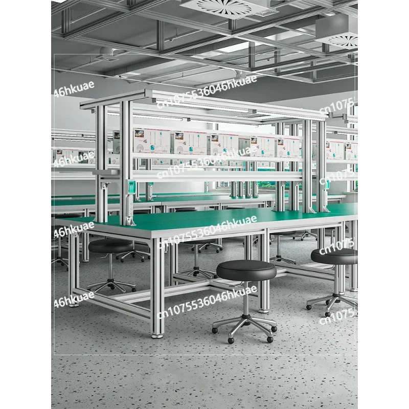 Table Production Test Bench Operation Bench Workshop Anti-static Workbench Aluminum Alloy Profile with Lamp Inspection