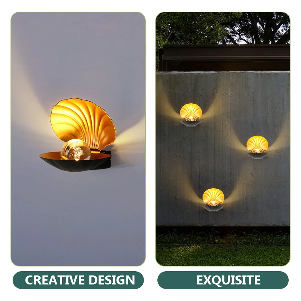 

Shell Shape Wall Lamp Indoor Outdoor Decorative Waterproof Wall Sconce Light Fixture for Garden Backyard Patio