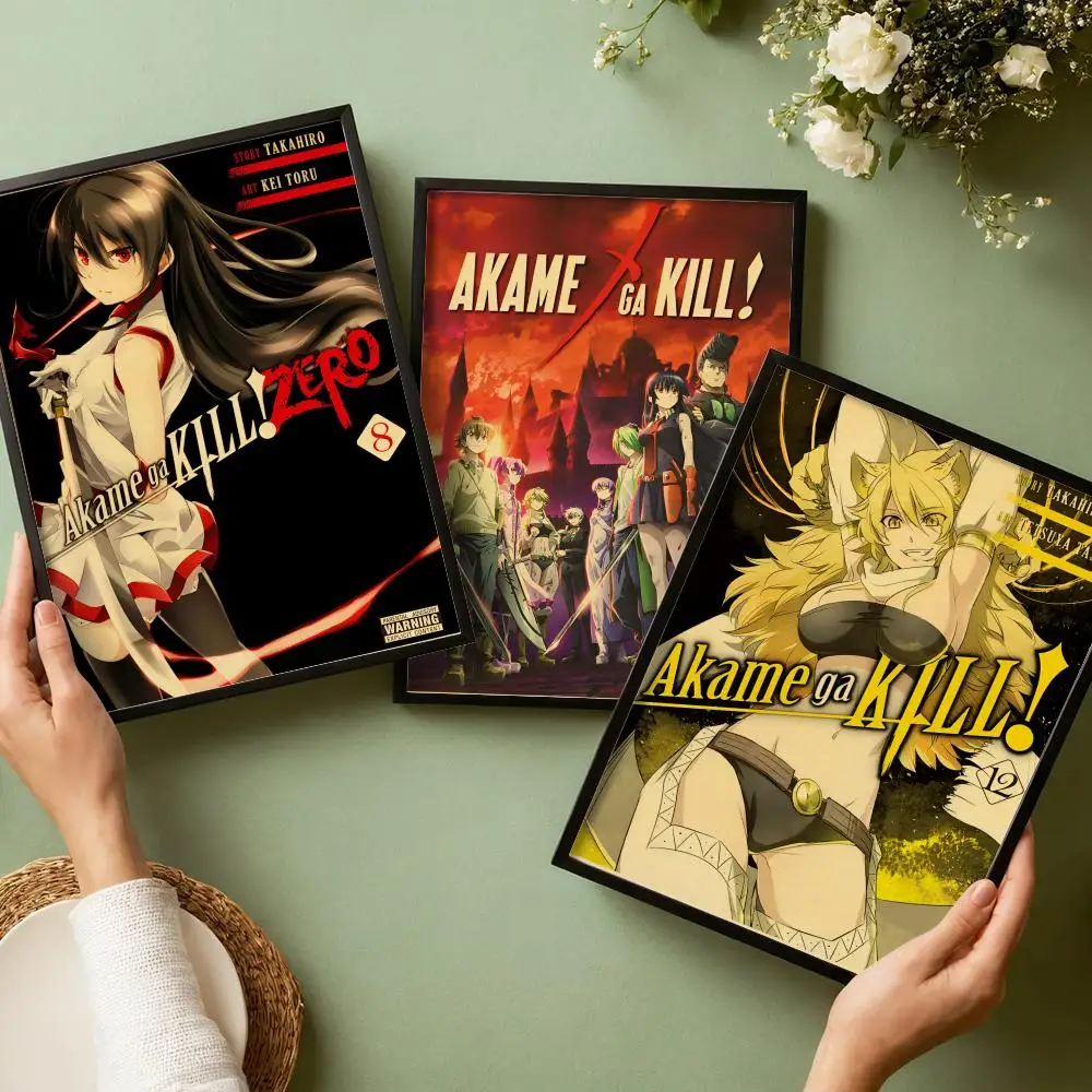 Anime A-Akame Ga Kill Painting Calligraphy Cotton Canvas Wall Art Poster - Aesthetic Painting for Living Room Bedroom Home Decor