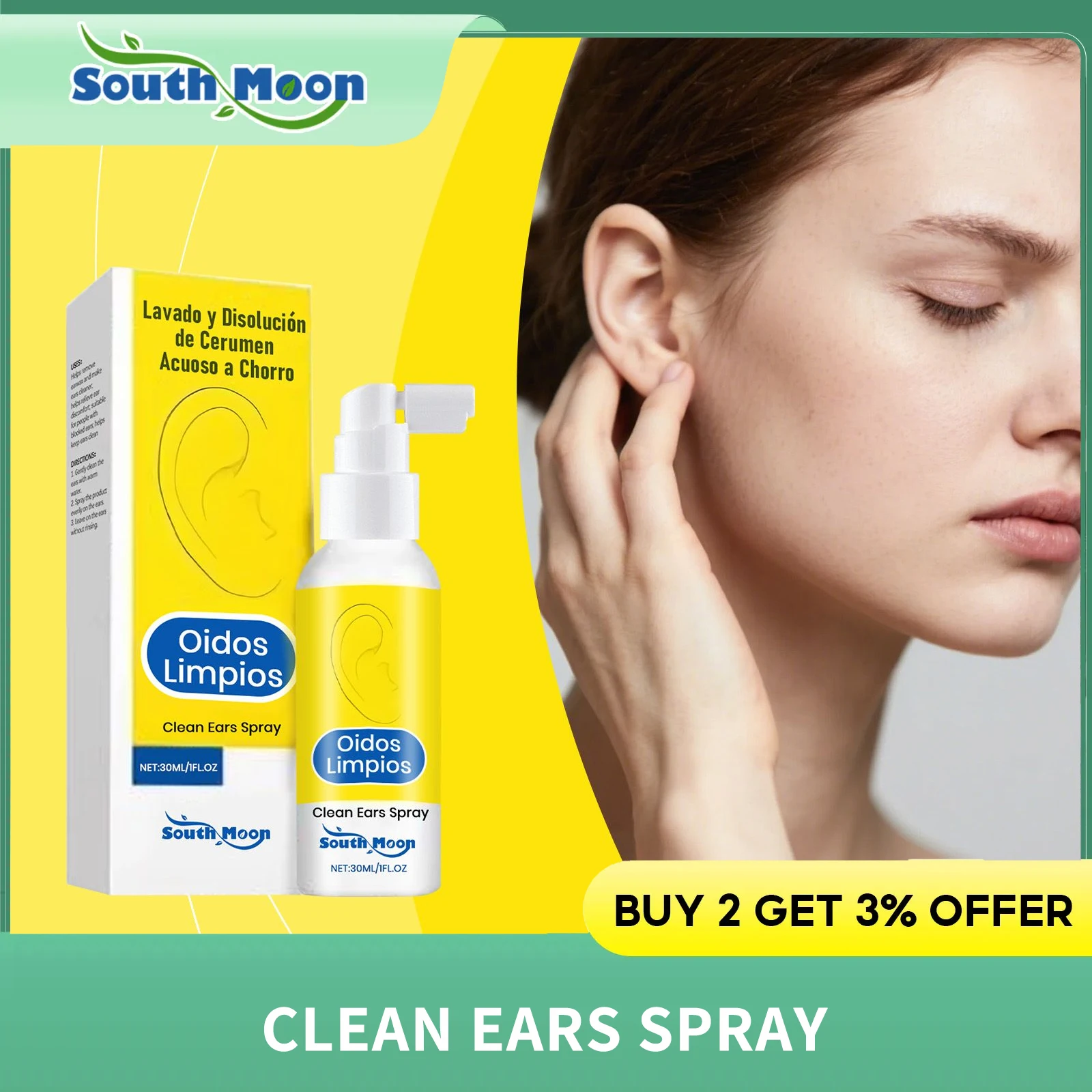 Spray para aliviar el Tinnitus, suaviza el cerumen, Reduce la congestión, mejora la escucha, alivia la molestia en los oídos, Spray para limpiar los oídos no irritante