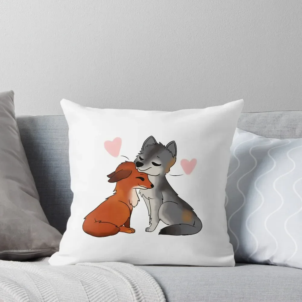 

Fox and Wolf Hearts Throw Pillow sleeping pillows Cushions Cover covers for pillows Pillow