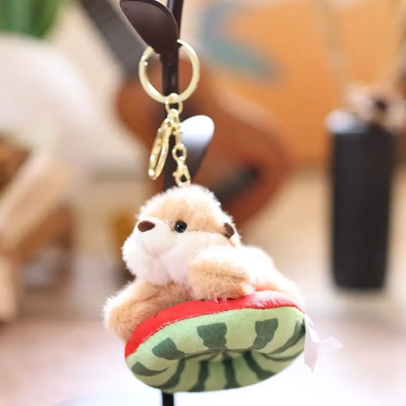 14CM Swimming Circle Marine Animal Penguin Dolphin Doll Keychain Pendant Backpack Hangings Decoration Children Plush Stuffed Toy