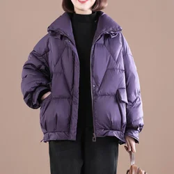 Einfache Neue Frauen Unten Baumwolle Mantel Winter Jacke Weibliche Lose Große Größe Kurze Outwear Verdicken Warme Casual Mode Outcoat