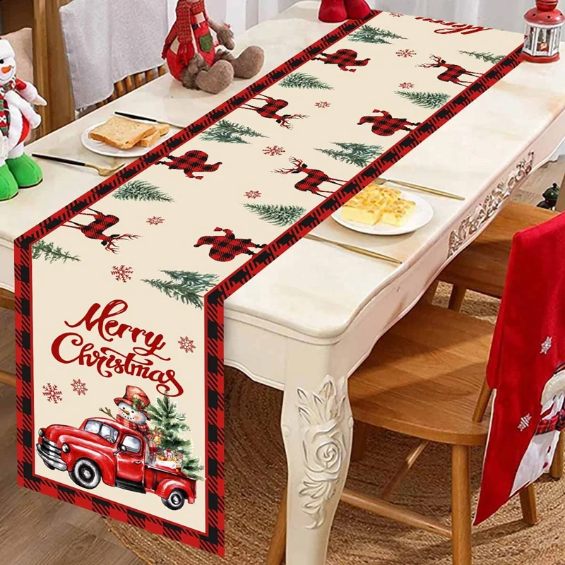Santa Claus Christmas Table Runner Christmas Decorations For Home 2024 Xmas Table Flag Navidad Noel Gift New year Tablecloth