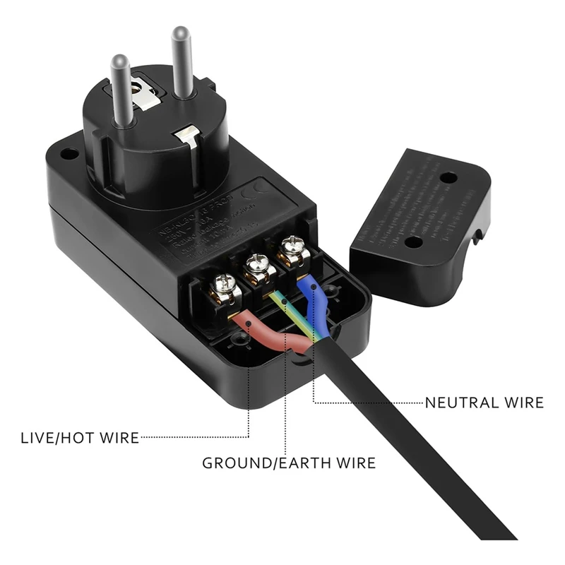 FI Circuit Breaker Personal Protection Plug Replacement Plug 10mA Residual Current Circuit Breaker 16Amp EU Plug image 2