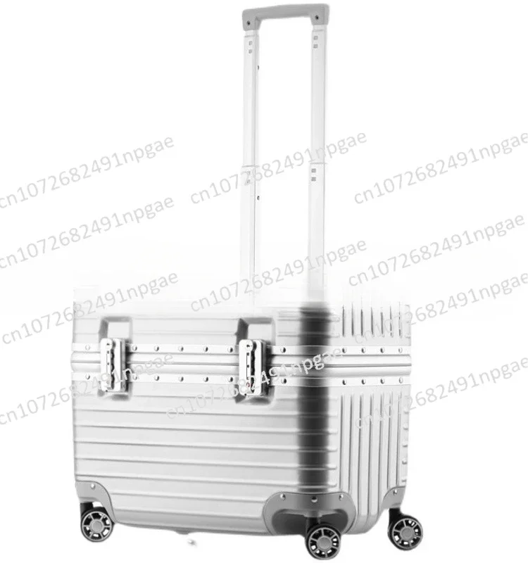 

18 inch aluminum frame captain case, men's luggage, boarding camera box, women's travel spinner wheel, clamshell trolley case