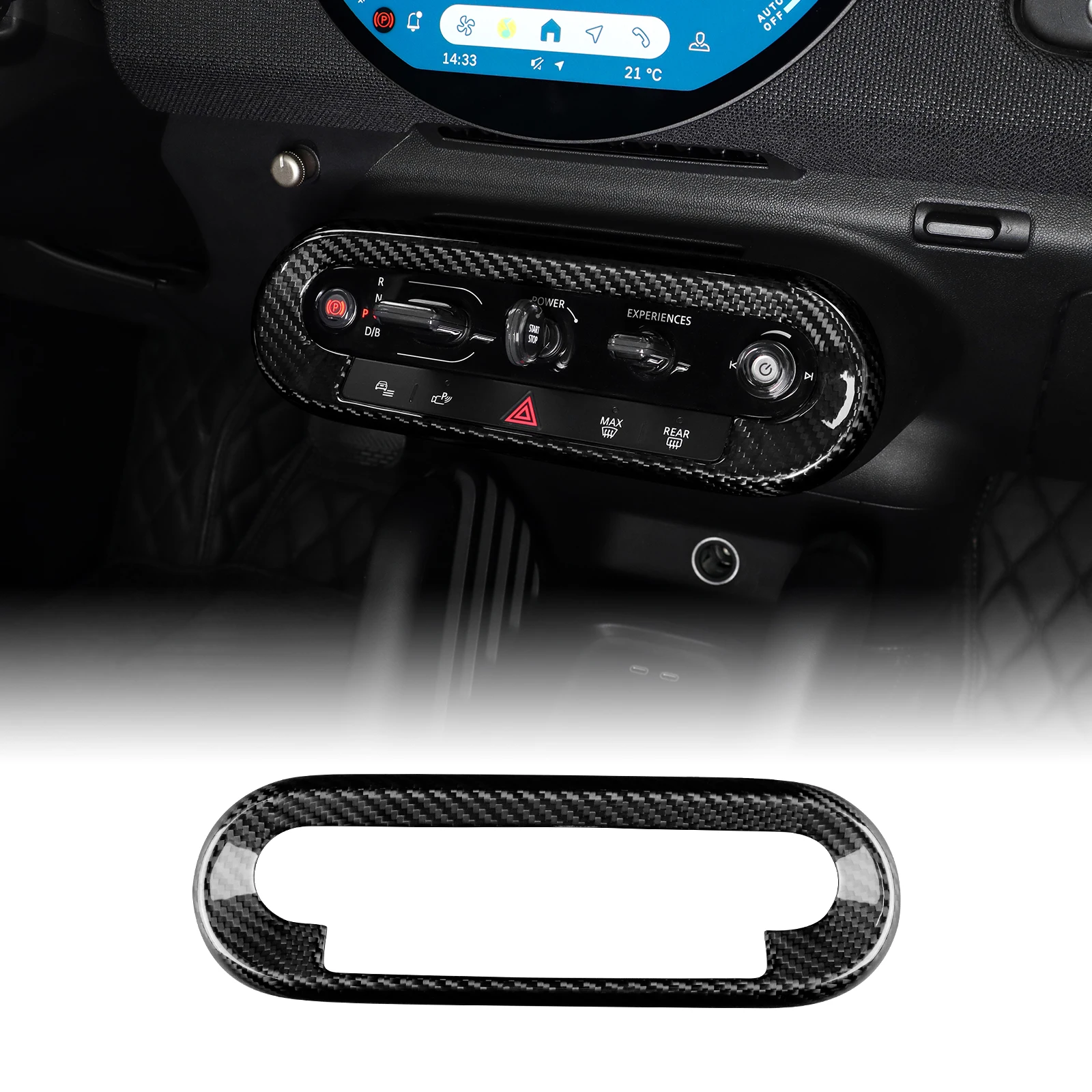 

Hard Dry Carbon For MINI F65 F66 F67 J01 Electric EV Cooper E SE Countryman U25 J05 Interior Center Console Control Frame Trim