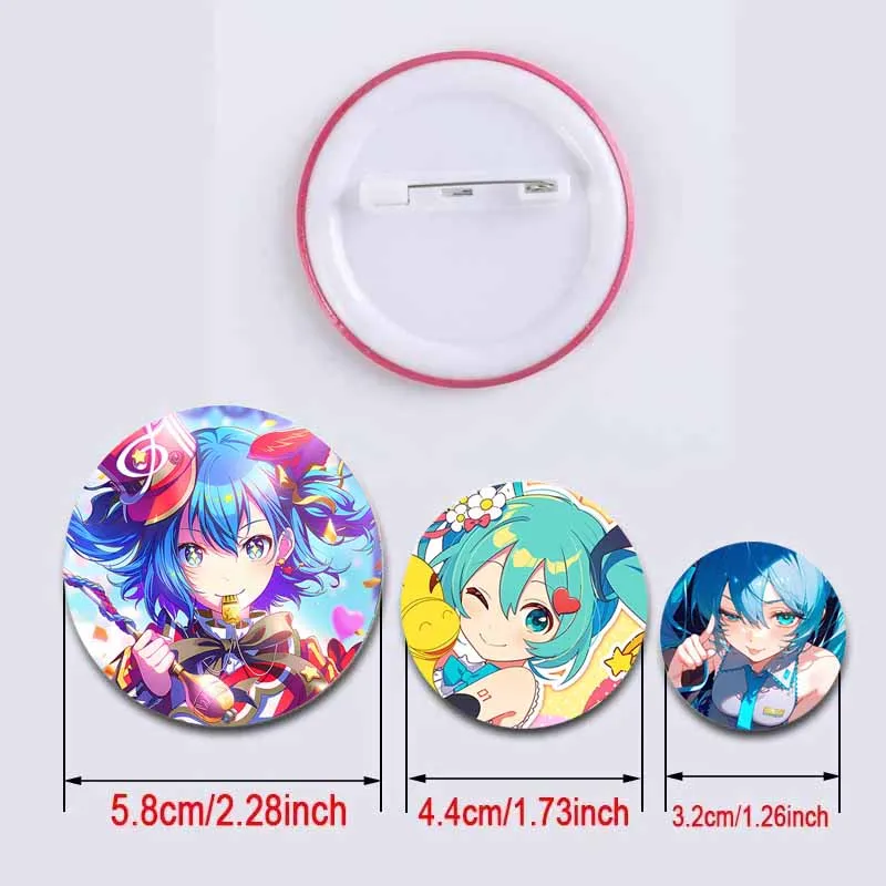 Cartoon Singer Idol Miku Badge Project SEKAI Anime Soft Button Pins Backpack Clothes Round Brooch Accessories Collection Gifts