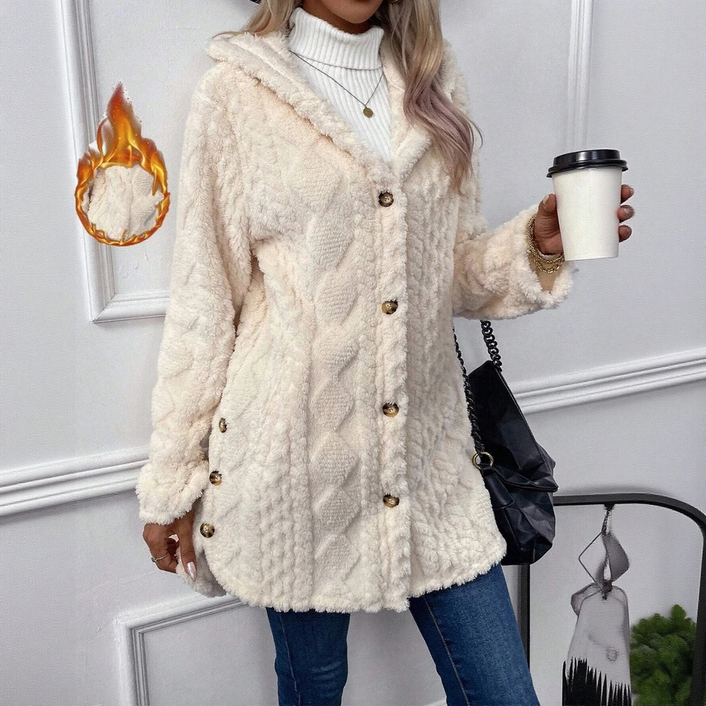 

Women's Long Sleeve Hooded Coat Autumn Winter Comfortable Plain Loose Fit Daily Basic Outerwear