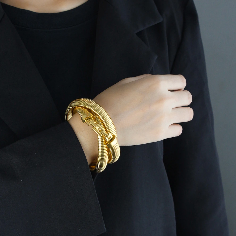 Cross-Border Hot-Selling Stainless Steel Elastic Splicing Chain Bracelet with Vacuum Plating, Simple and Fashionable Jewelry