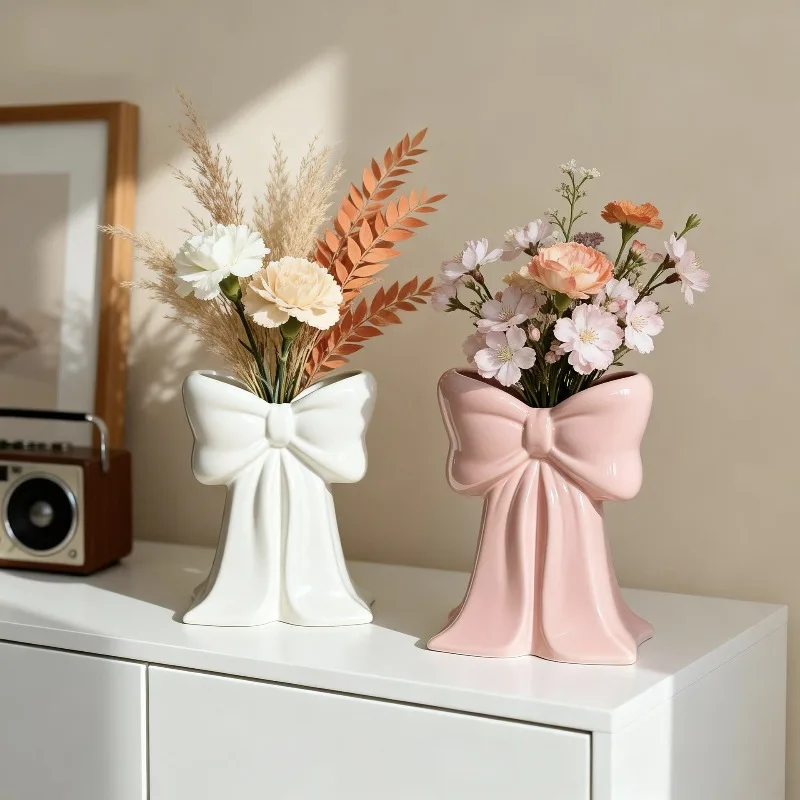 Ceramic vase bow shape, home living room creative high-value flower ornament crafts