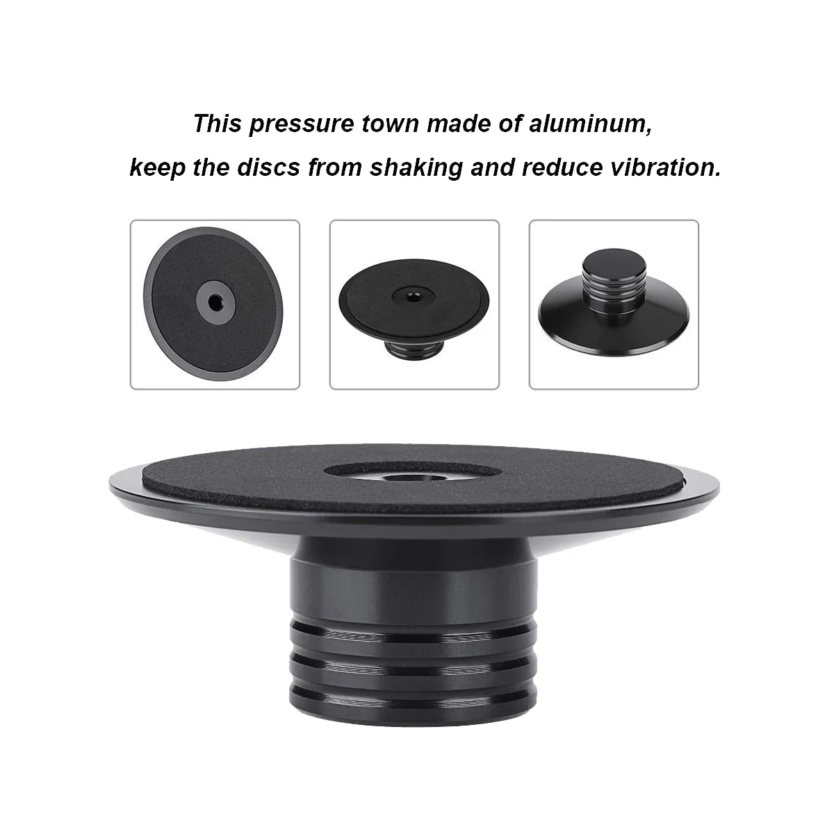 مشغل سجل الفينيل LP مع قرص معدني متوازن ، مثبت القرص الدوار ، مشبك الوزن ، اللون الأسود