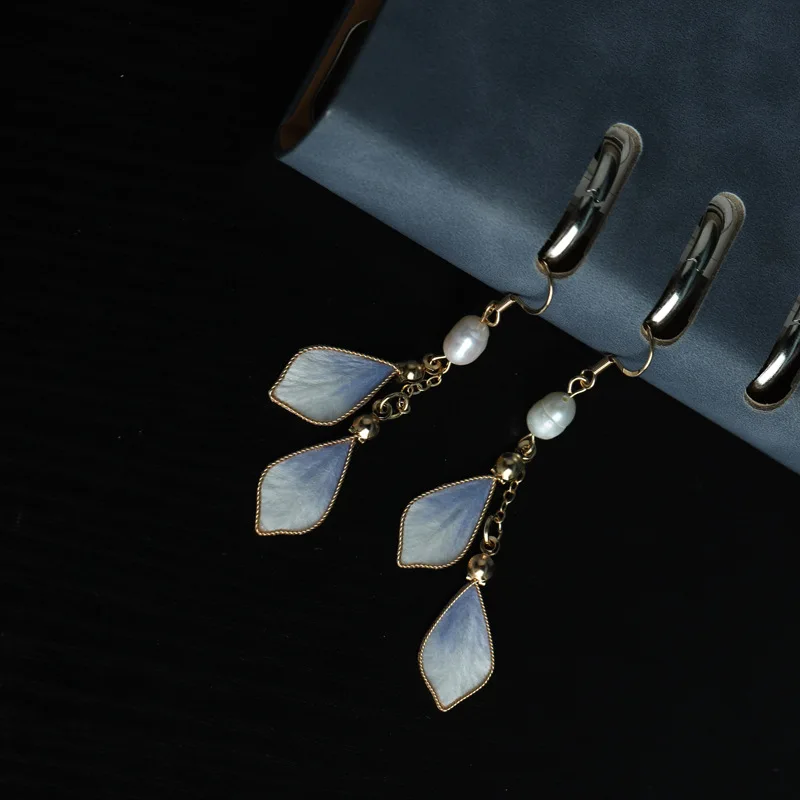 Handmade Real Silk Filigree Velvet Flower Earrings Chinese Style New Pearl Eardrops Gift