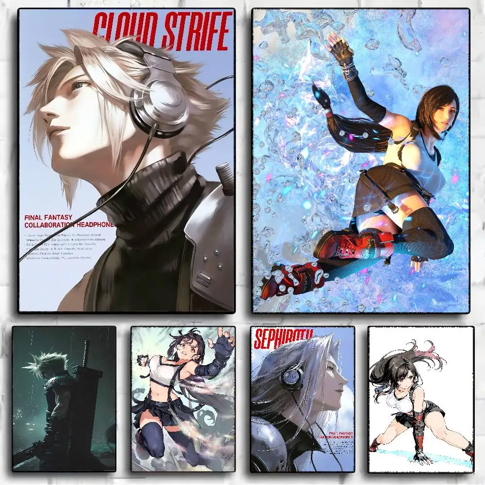 Games Final Fantasy Self-adhesive Art Poster Whitepaper Sticker DIY Room Bar Cafe Wall Decor