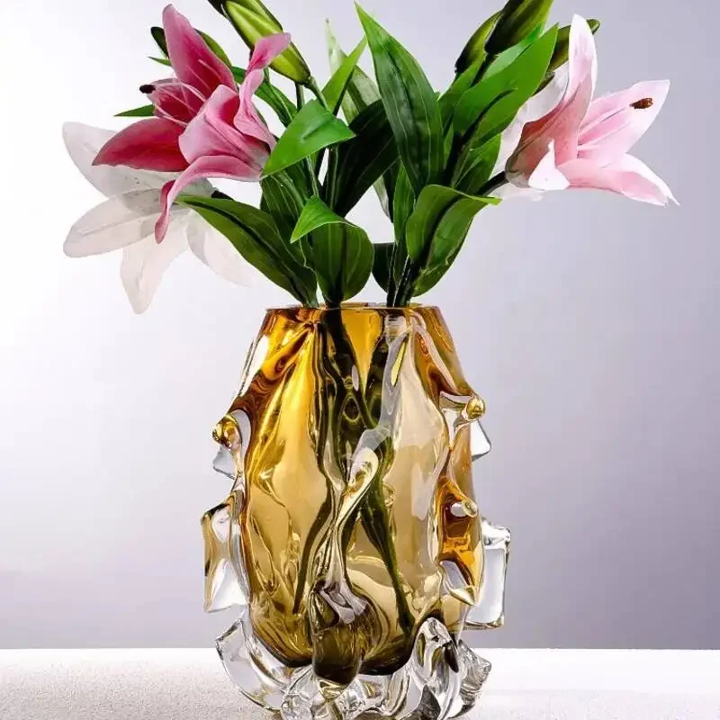 Light Luxury Creative Crystal Glass Vase, Living Room, Entrance, Aquaculture, Flowers, Advanced Sense, Home Vase Insertion Art