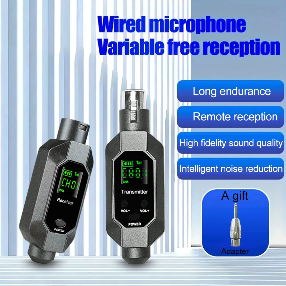 

Rechargeable Wireless XLR Transmitter and Receiver Adapter System for Dynamic Microphone, Audio Mixer