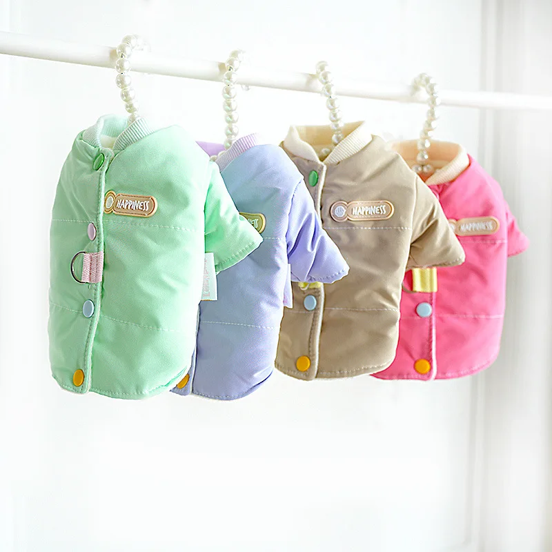 Lollipop Dog Clothes Colored Buckle Back Open Cotton-padded Clothes Two-legged Coat Windproof Casual Corgi Cat Clothes