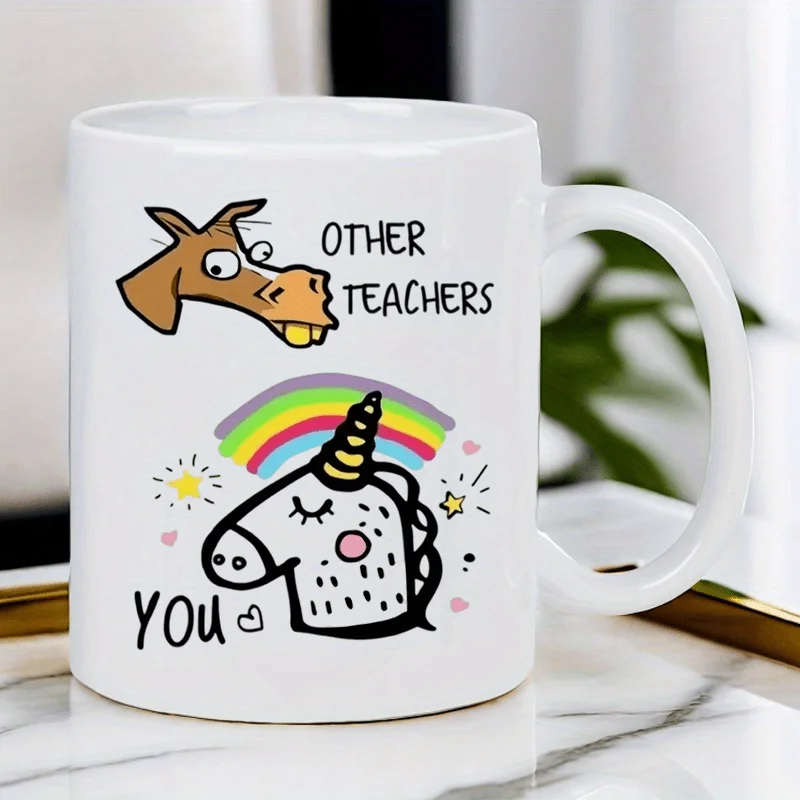 Funny Teacher Appreciation Mug Ceramic Coffee Cup for Educators Unicorn Gift Classroom Drinkware Back to School