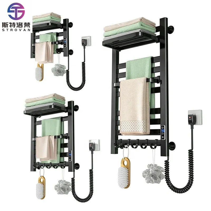 Hot Sale  Intelligent Thermostatic Drying Heating Rod Smart Towel Rack Bathroom Radiator Heated Electric Towel Warmer