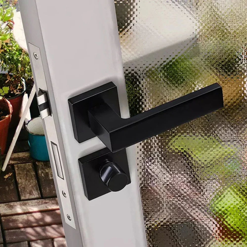 Serrure de poignée de porte intérieure moderne, ensemble de poignée de porte de chambre à coucher, sécurité, quincaillerie de porte de chambre à coucher, aluminium noir, serrure de porte en bois