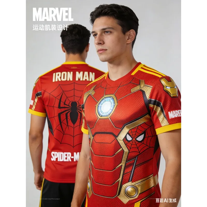 Marvel Heroes Series Sports Short Sleeves, 3D Printed Quick Drying Short Sleeves, Children's and Men's Clothing
