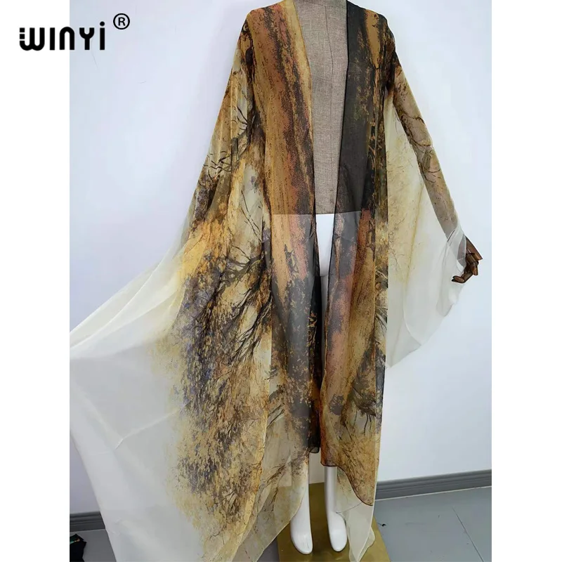 European beach dress Kaftan WINYI bikini sweet lady New party Cardigan Perspective sexcy Boho Holiday Batwing Sleeve KIMONO