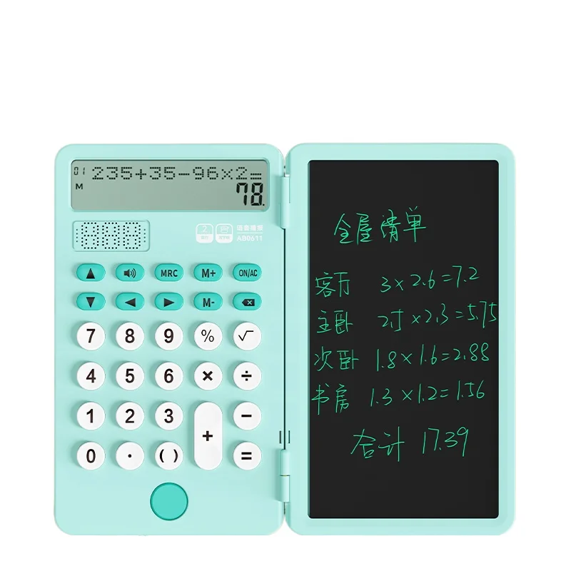 Voice dual-line display calculator,  portable bookkeeping handwriting pad, multi-functional calculator, voice version