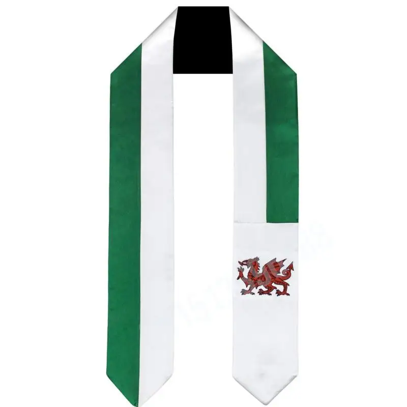 Wales Flag Scarf Top Print Graduation Sash Stole International Study Abroad Adult Unisex Party Accessory