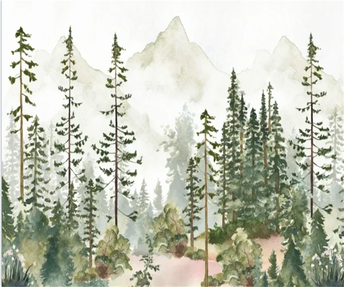 

Custom wallpaper nostalgic pastoral rainforest tree wallpaper background home decoration rainforest oil painting mural wallpaper