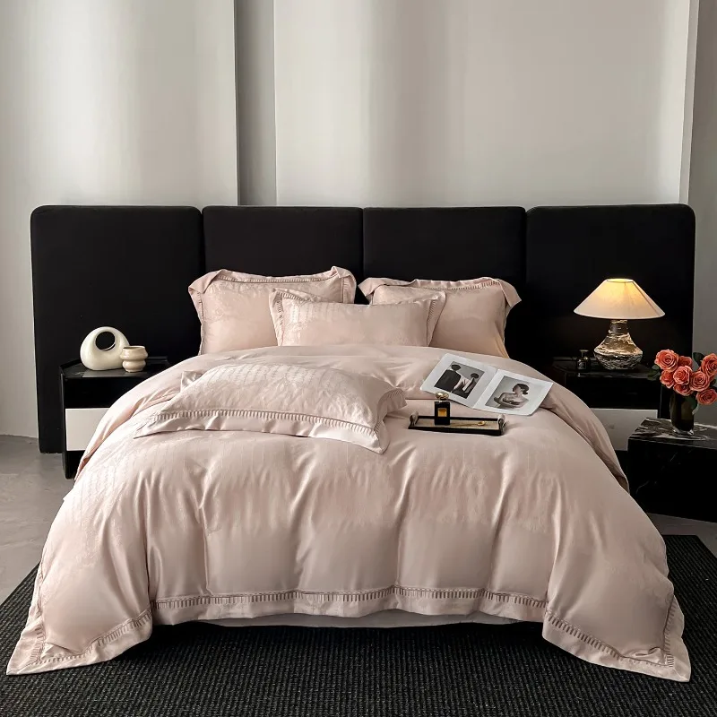 200 High-grade Long-staple Cotton Four-piece Set Cotton Quilt Cover Flat/Fitted Bed Sheet Pillowcases High-end Bedding Set