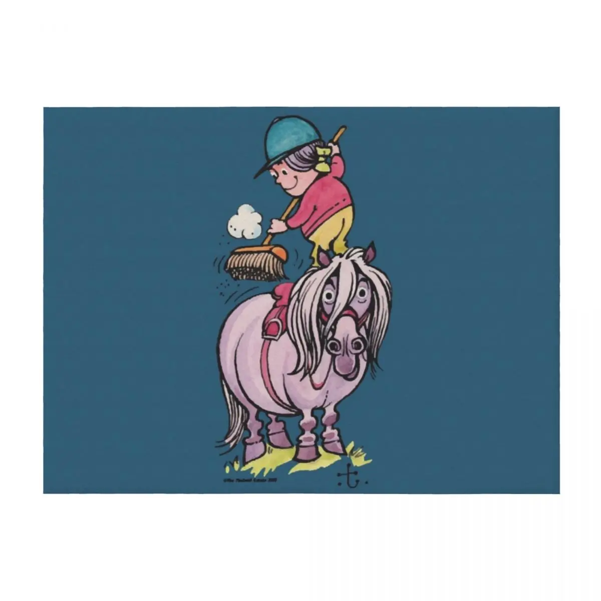 

Thelwell Rider Cleaning Their Horse Throw Blanket Summer Thins Multi-Purpose halloween Blankets