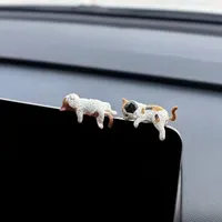 Car Landscape Cat Ornaments Cute Cartoon Cat Ornament Car Center Console Navigator Screen Sleeping Cat Decoration Miniatures