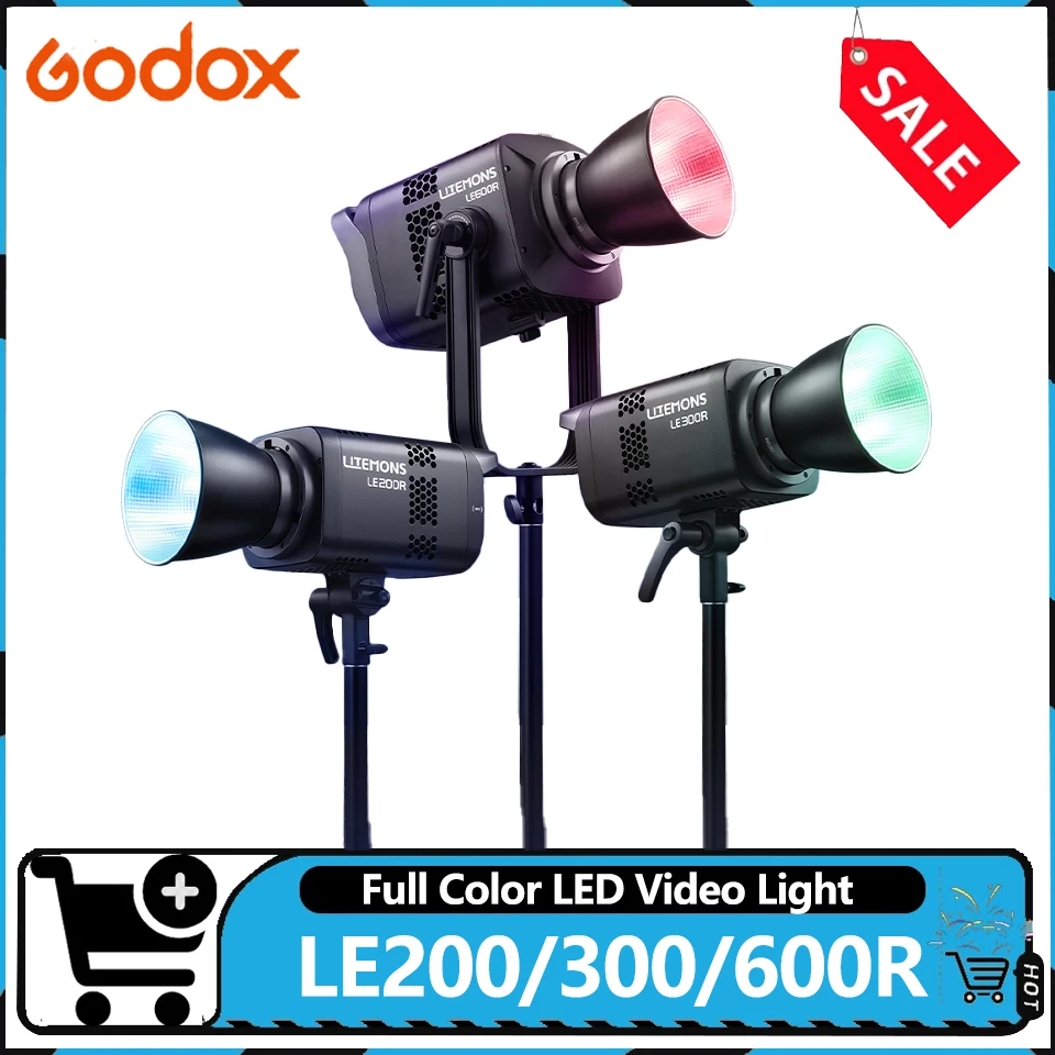 Godox LE200R/LE300R/LE600R LITEMONS Full-color LED Light Godox Light APP Control Flat Bowens Mount Video Light CRI96 TLCI95