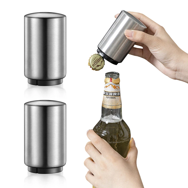 304 Stainless Steel Automatic Press Beer Bottle Opener Multi-Function Cocktail Bottle Opener Bar Supplies Kitchen Accessories