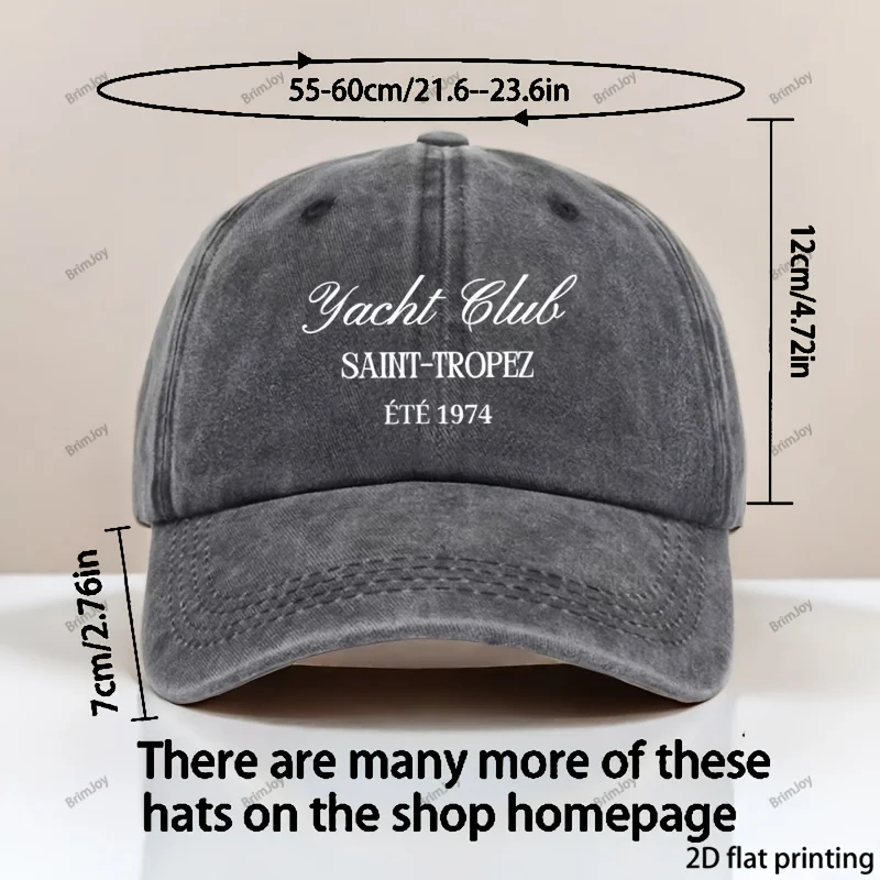 Retro Baseball Cap, Adjustable Hat, Ideal for Outdoor Activities, Saint-Tropez Yacht Club Print Pattern, Unisex Outdoor Baseball