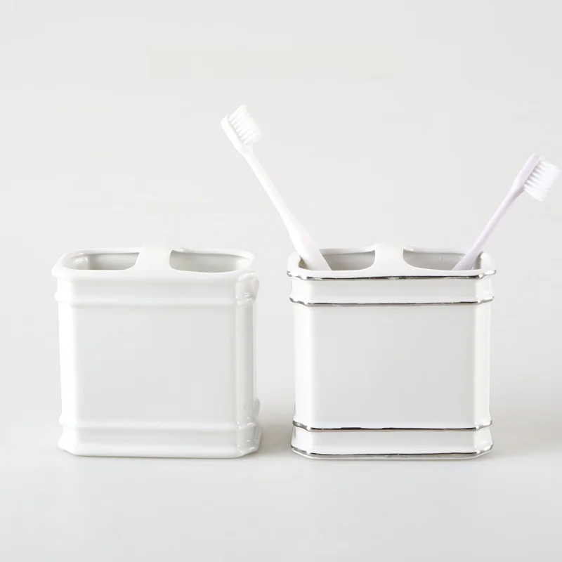 

KULE HOME Ceramic Bathroom Toothbrush Holder Storage Rack Toothpaste Cup Organizer Shelf Toilet Accessories