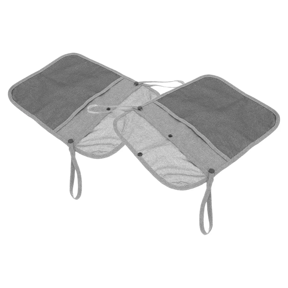 

2pcs Baby Stroller Bags Linen Mesh Net Portable Side Sling Storage Bag Gray Color For Infant Travel Outdoor Use