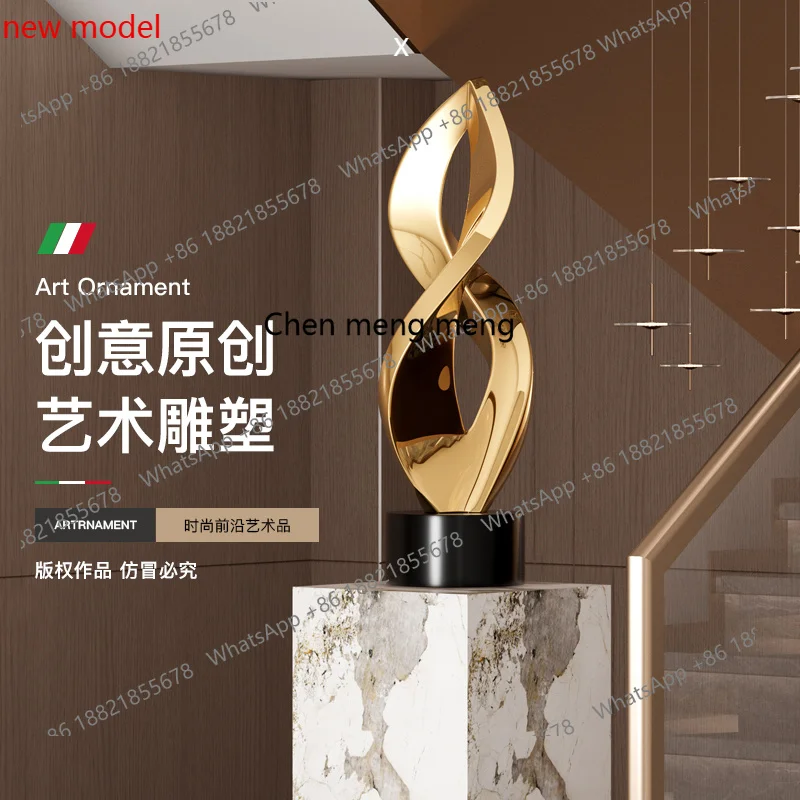 A74Electroplated gold abstract sculpture ornament sales department stairwell soft decoration floor