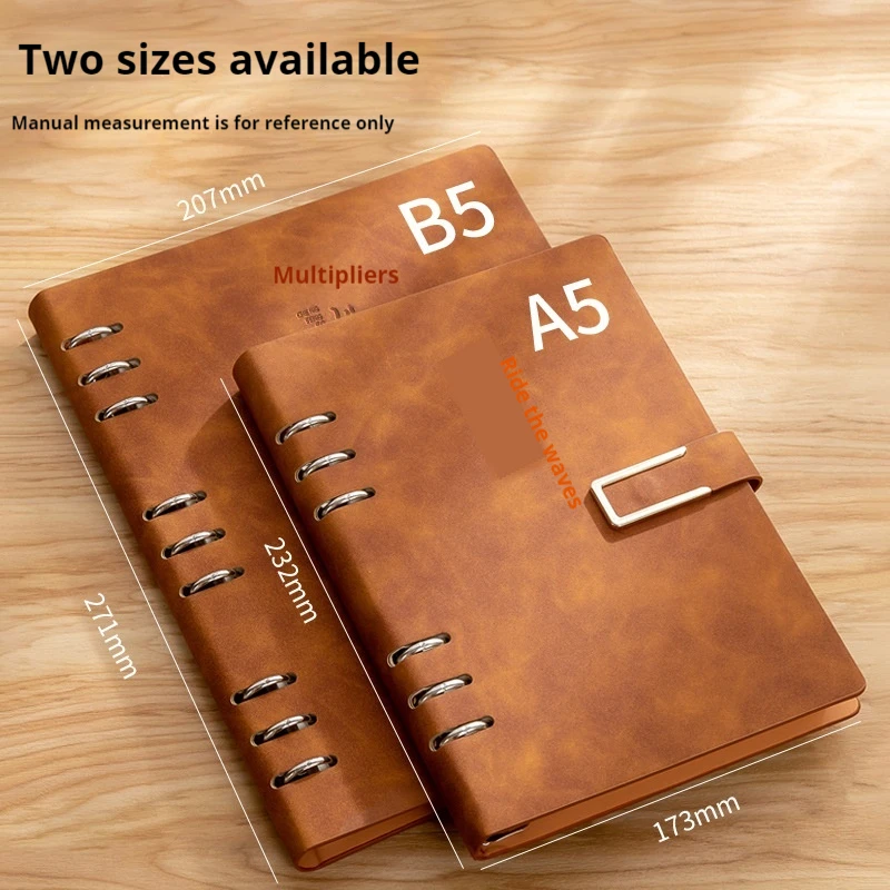 A5 B5 Loose-Leaf Notebook Book Removable Hard Case Appearance Level Business Pu Leather Bound Notebook Stationery Supplies