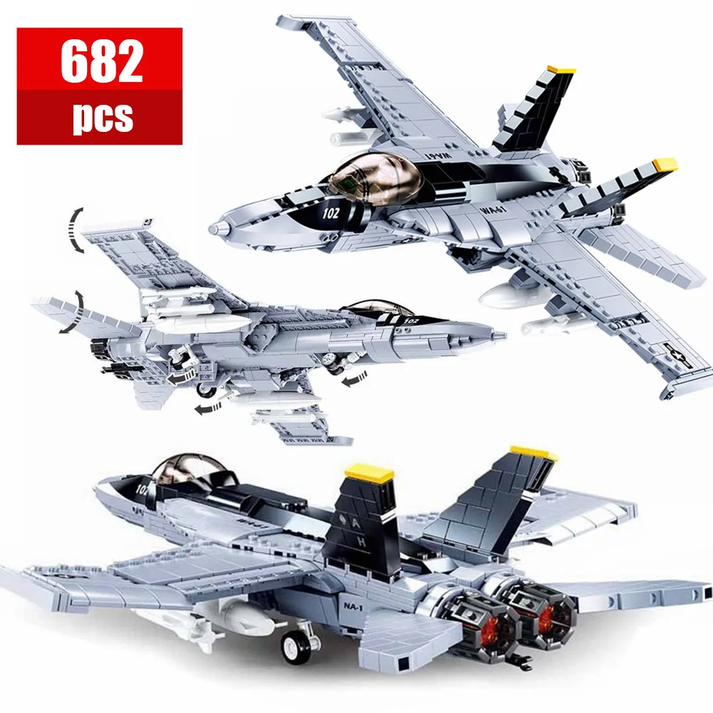 682 Pcs Military WW2 Fighter Glider Airplane Set Model Building Blocks City Street View Educational Toys For Kid Kit Gifts