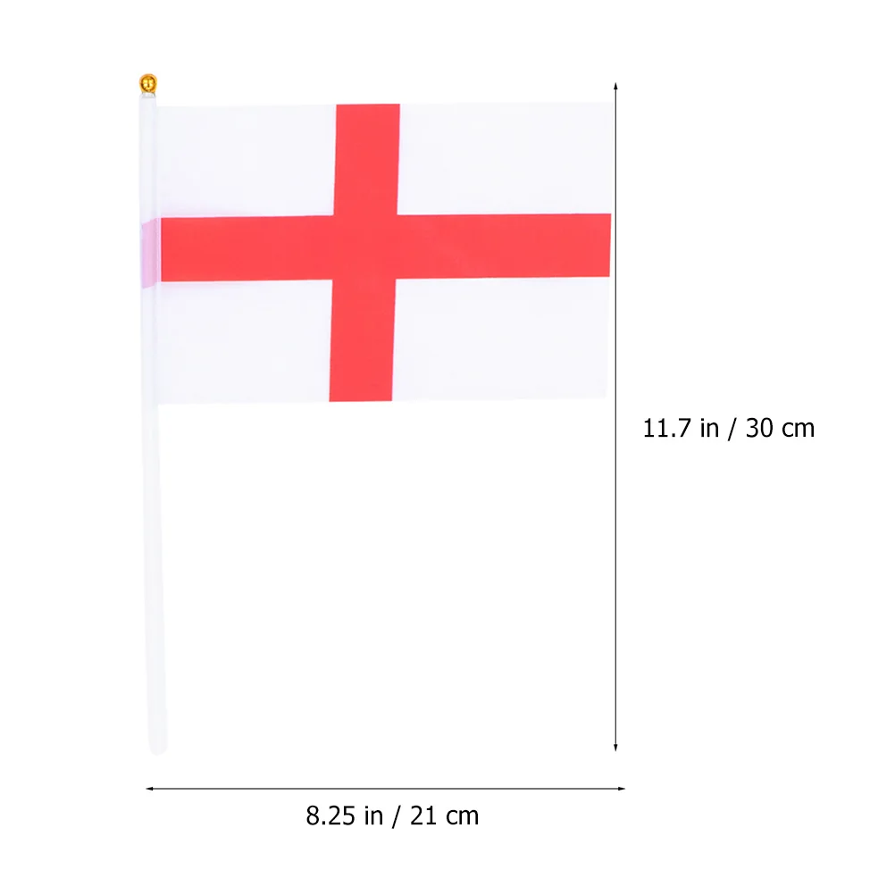 20pcs Soccer Cheering Flags Patriotic Small Hand Flags Decors England Flags with Stick Football Match Hand Flags Cheering