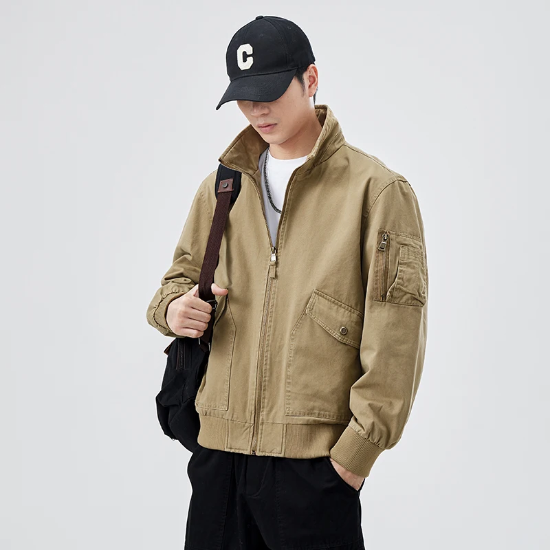 Spring Autumn Fall Men Vintage Casual Jacket Oversized High Street Fashion Streetwear Urban Outdoor Coat Windbreaker Outerwear