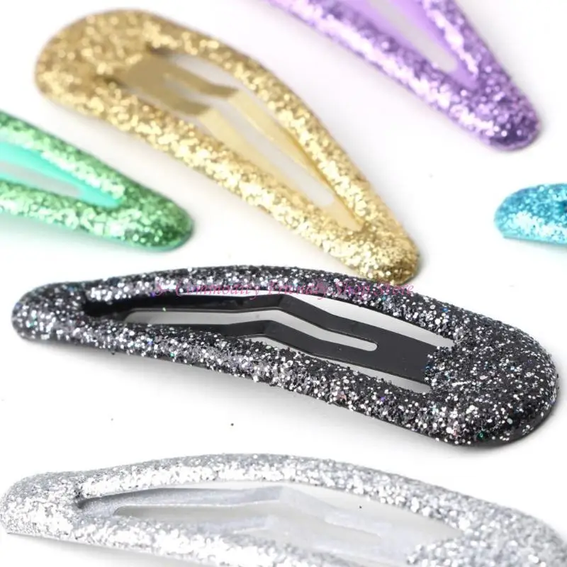 

85AE 10pcs Glitter Baby Hair Clips Lightweight Alloy Hairpins Shining Design For Infant